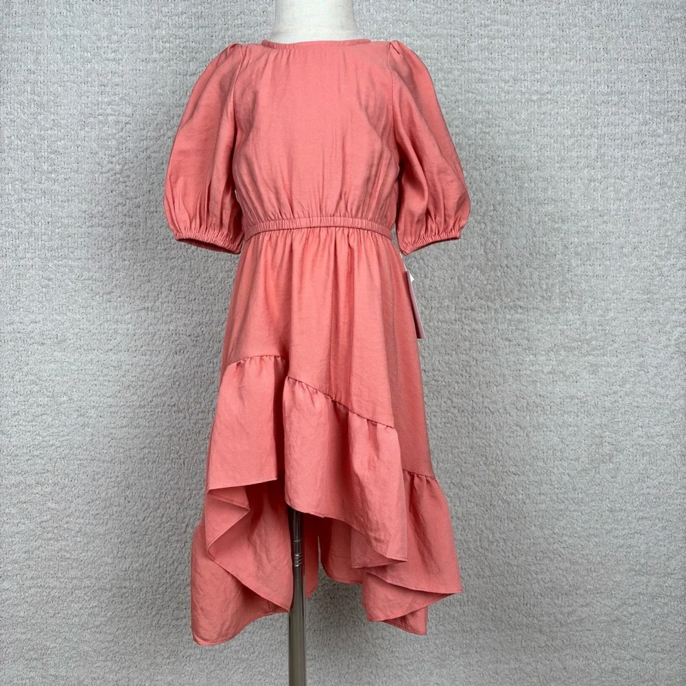 Joyfolie Mia Joy Dress Girls 2 Salmon Gabriella Ruffle Hi Low Prairie Elastic